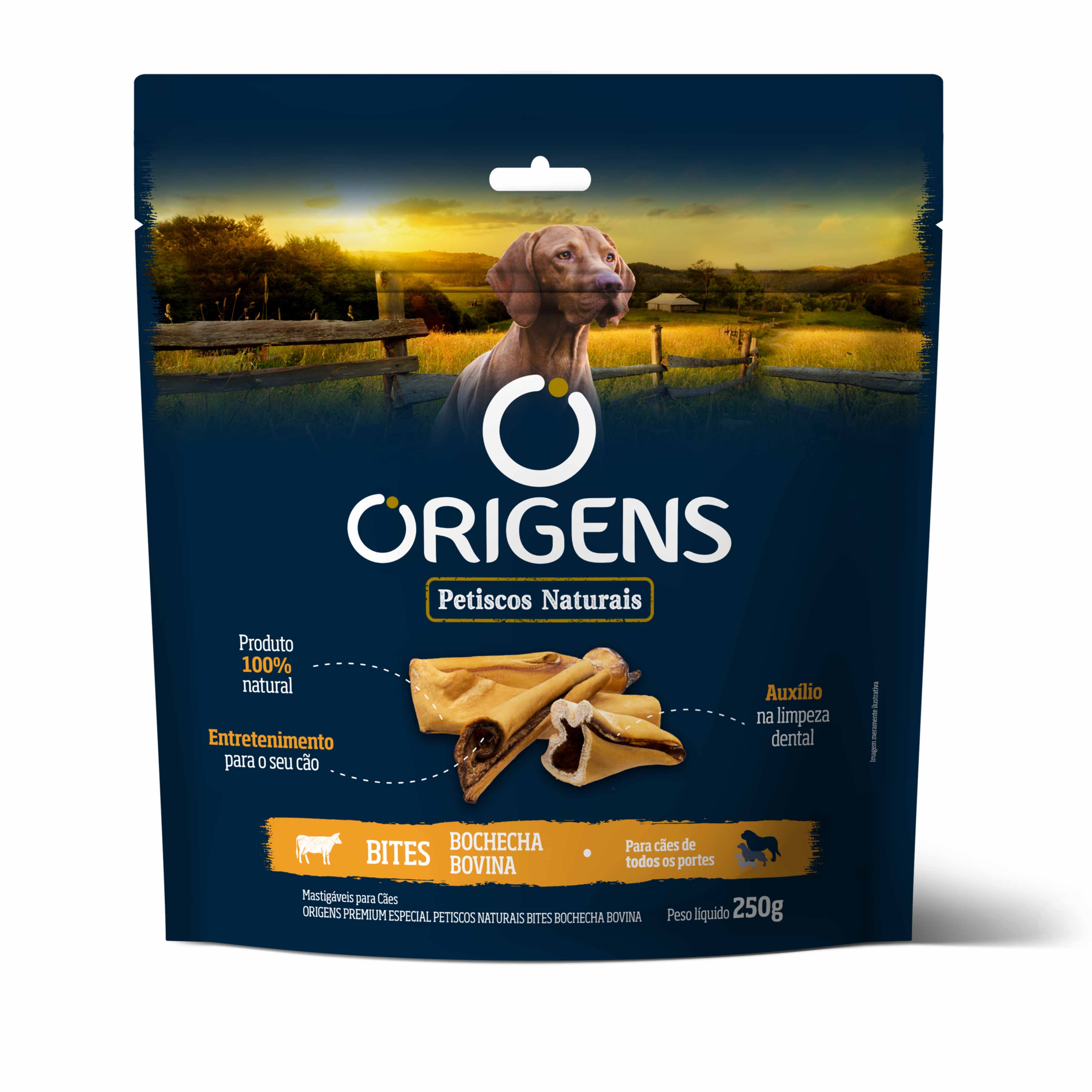 Petisco Origens Bites Bochecha Bovina para Cachorro 250g