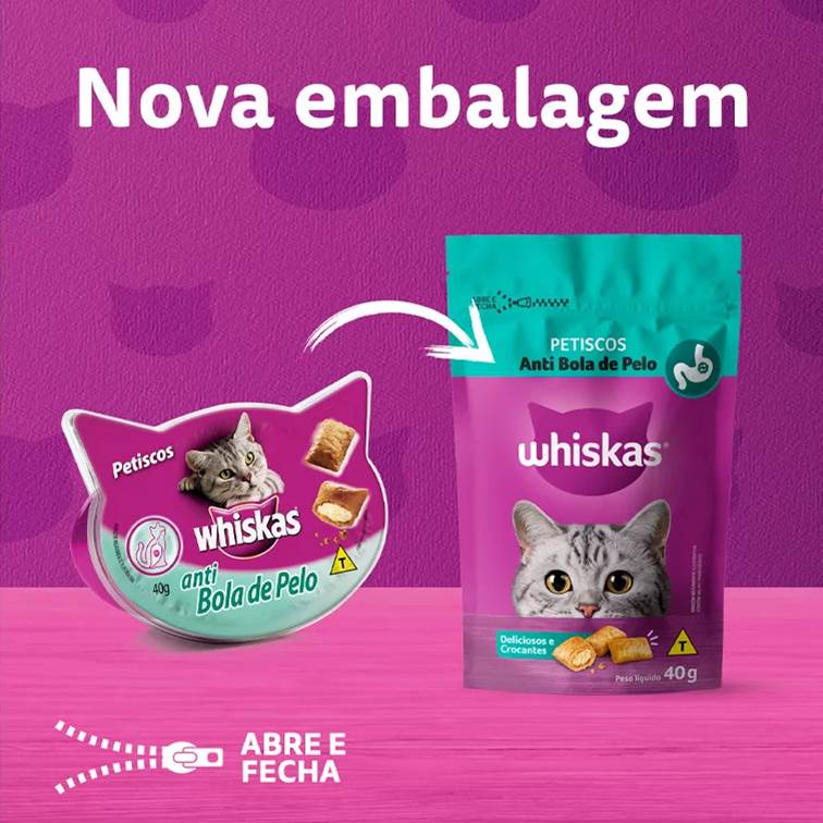 Petisco Whiskas Temptations Anti Bola de Pêlo para Gatos 40g