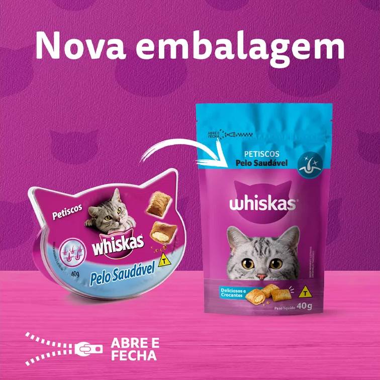 Petisco Whiskas Temptations Pêlo Saudável para Gatos 40g