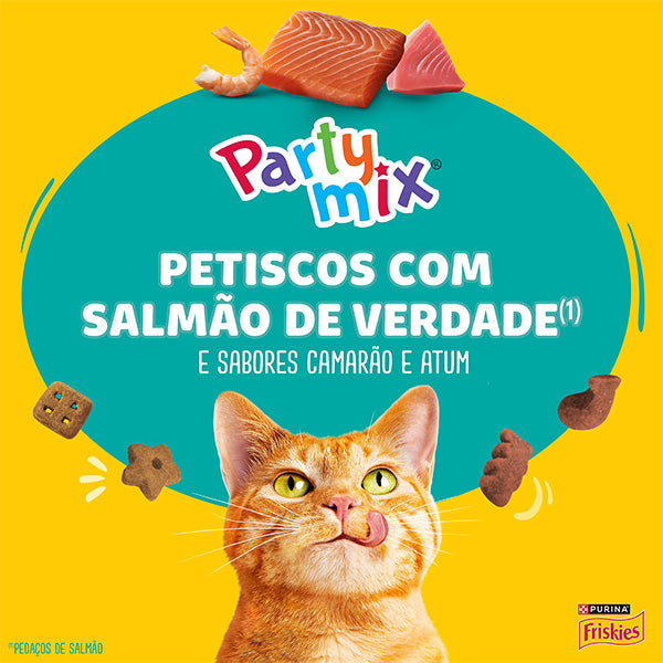 Petisco para Gato Friskies Party Mix Camarão, Salmão e Atum 80g