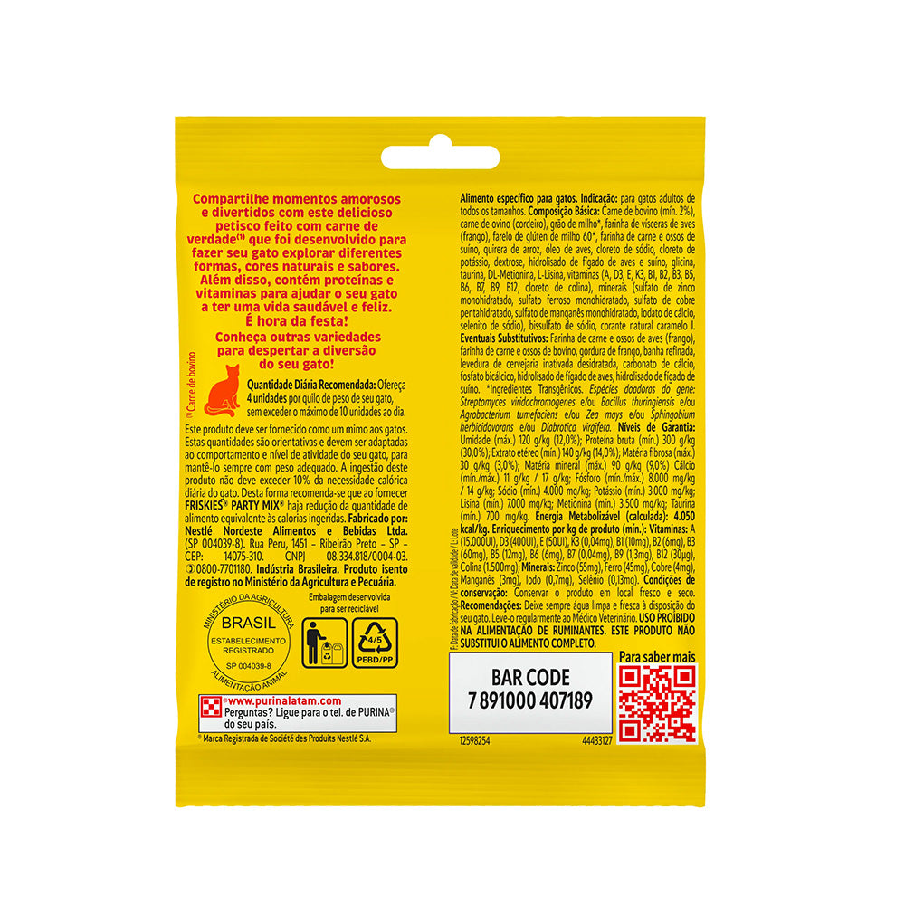 Petisco para Gato Friskies Party Mix Cordeiro, Carne Suína e Carne 40g