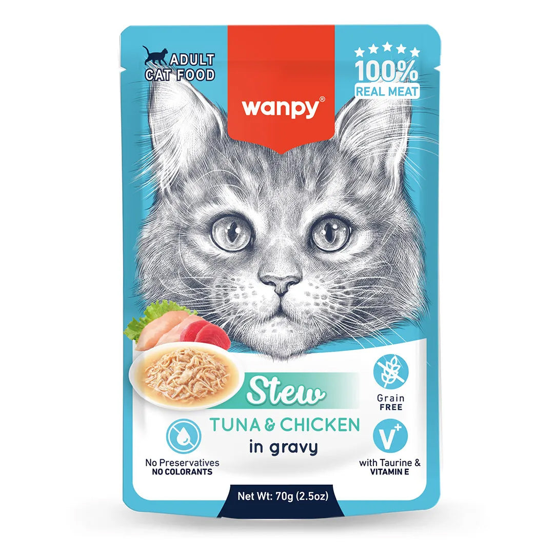 Petisco para Gato Wanpy Sachê Stew Atum e Frango 70g