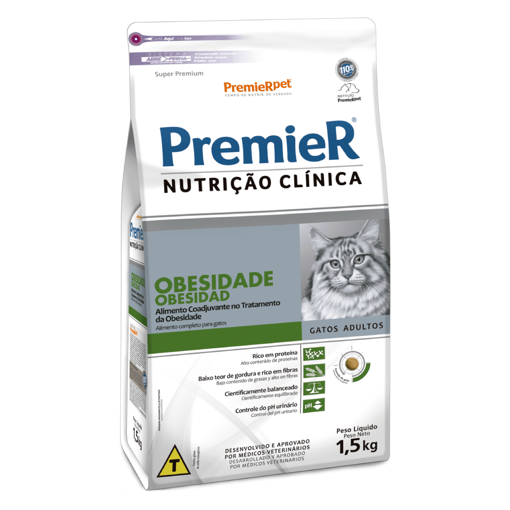 Ração Premier Nutrição Clínica Obesidade Gato Adulto 1,5kg