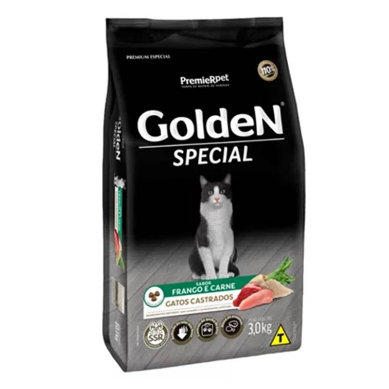 Ração Golden Special Gatos Castrados Frango e Carne 3kg