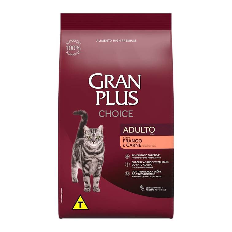 Ração GranPlus Choice Gatos Adultos Frango e Carne 10,1kg