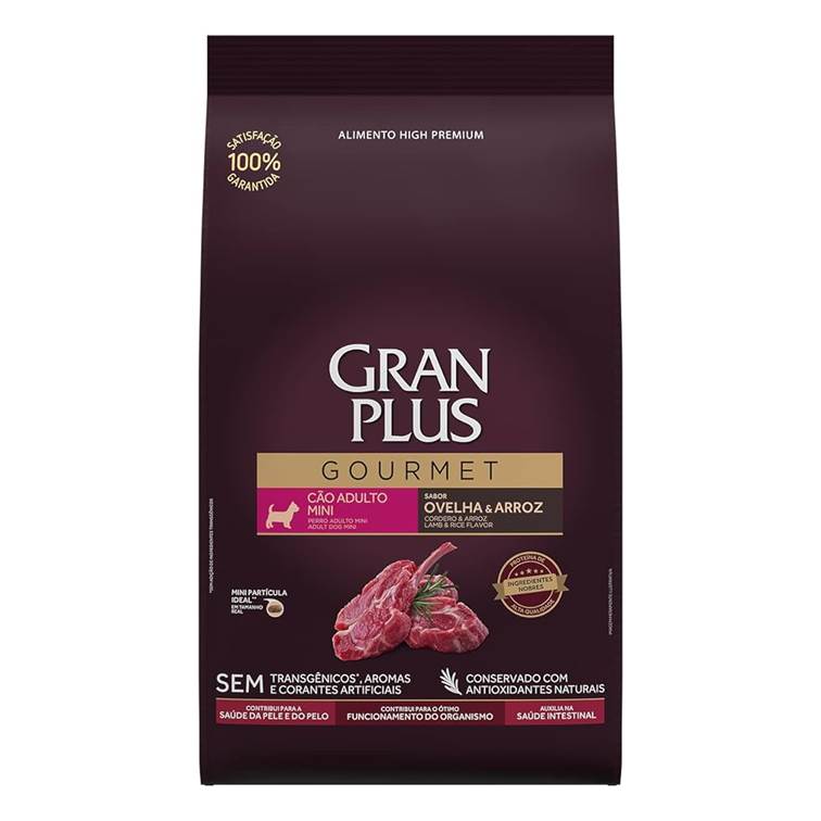 Ração GranPlus Gourmet Cães Adultos Raças Mini Ovelha e Arroz 10,1kg