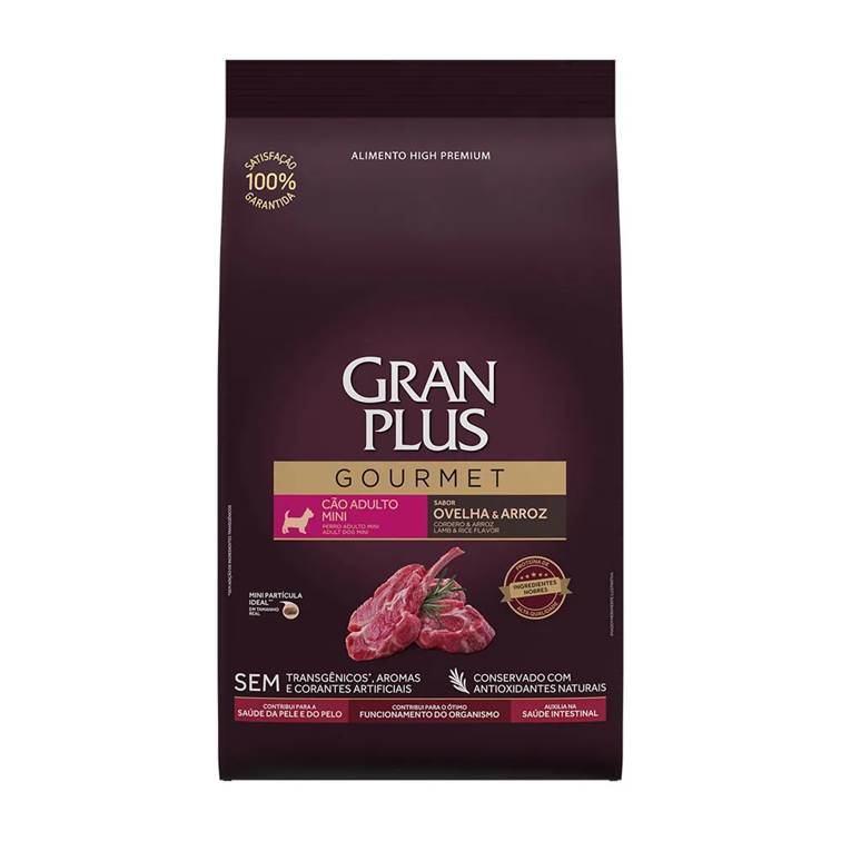 Ração GranPlus Gourmet Cães Adultos Raças Mini Ovelha e Arroz 1kg