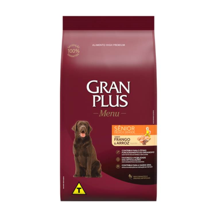 Ração GranPlus Menu Cães Sênior Frango e Arroz 15kg