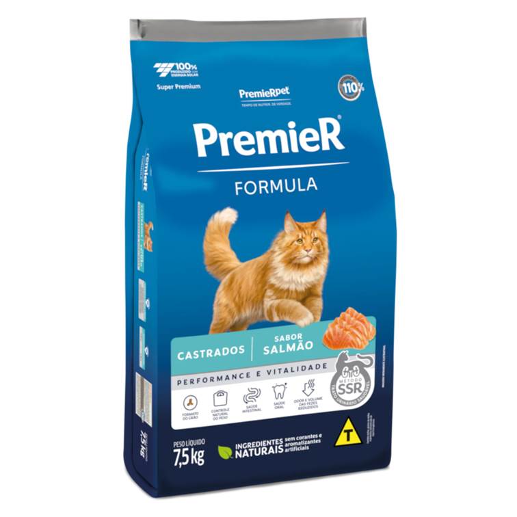 Ração Premier Fórmula Gatos Castrados Salmão 7,5kg