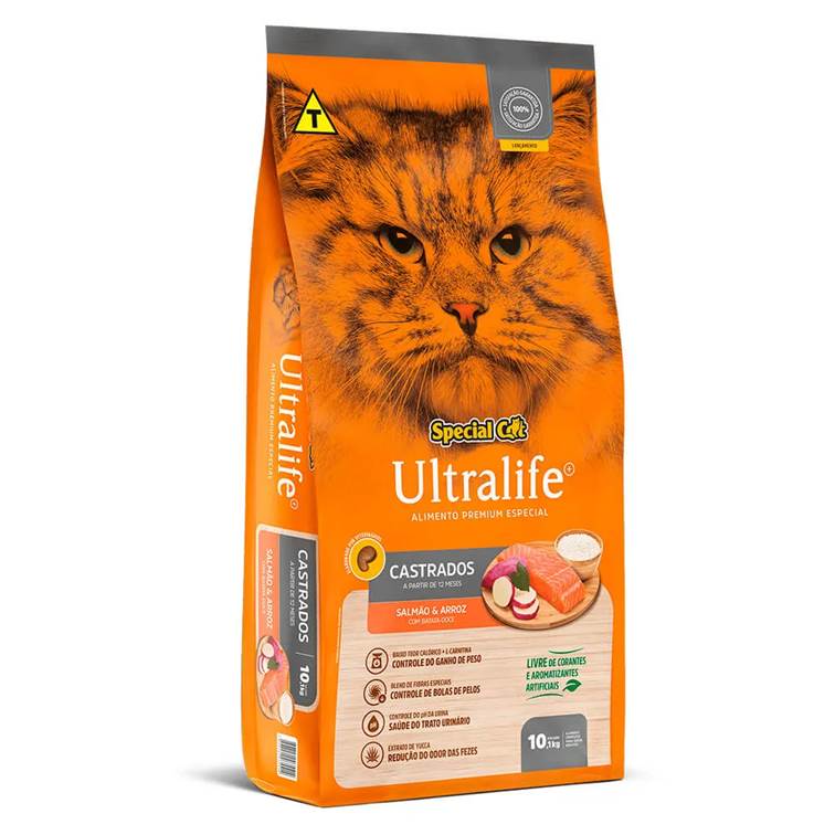 Ração Special Cat Ultralife Gatos Castrados Salmão 10,1kg