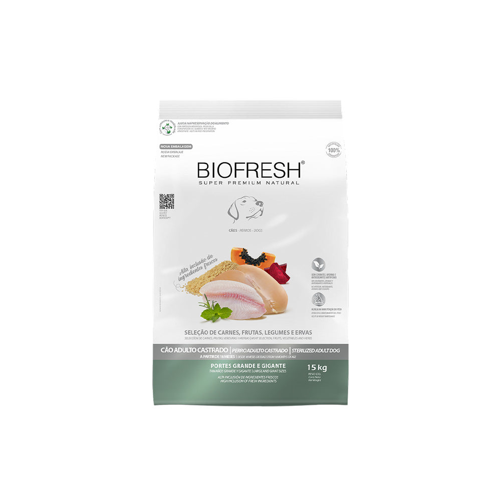 Ração Biofresh Cães Adultos Castrados Raças Grandes e Gigantes 15kg