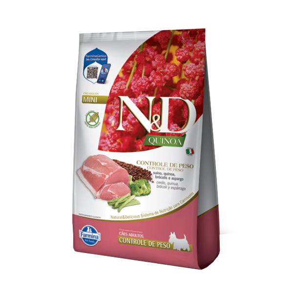 Ração N&D Quinoa Cães Adultos Mini Controle de Peso Suíno 800g