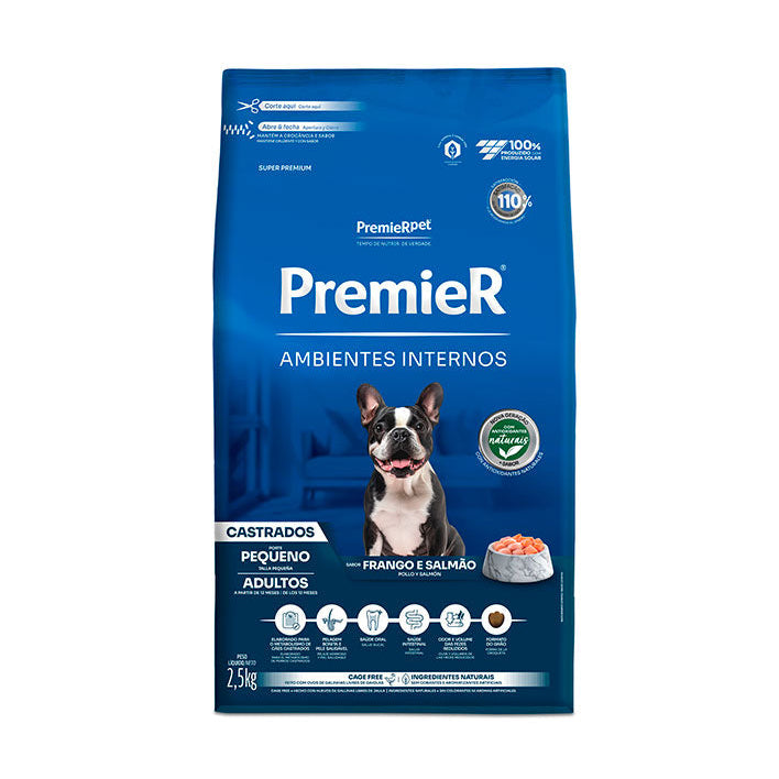 Ração Premier Ambientes Internos Cão Adulto Castrado Raças Pequenas 2,5kg