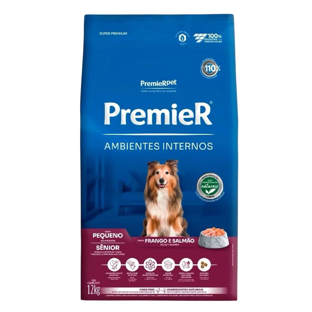 Ração Premier Ambientes Internos Cão Sênior Raças Pequenas 12kg