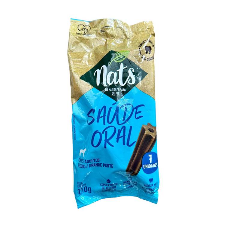 Snacks Saúde Oral Nats para Cães de Raças Médias e Grandes 170g