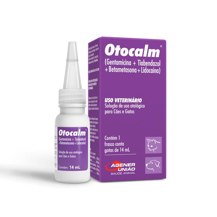 Solução Otológico para Cães e Gatos Agener União Otocalm 14ml