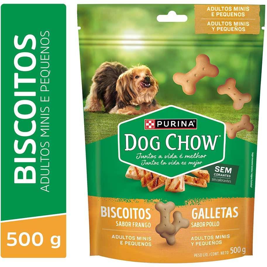 Biscoito para Cachorro Dog Chow Extra Life Adultos Porte  Mini e Pequeno Frango 500g