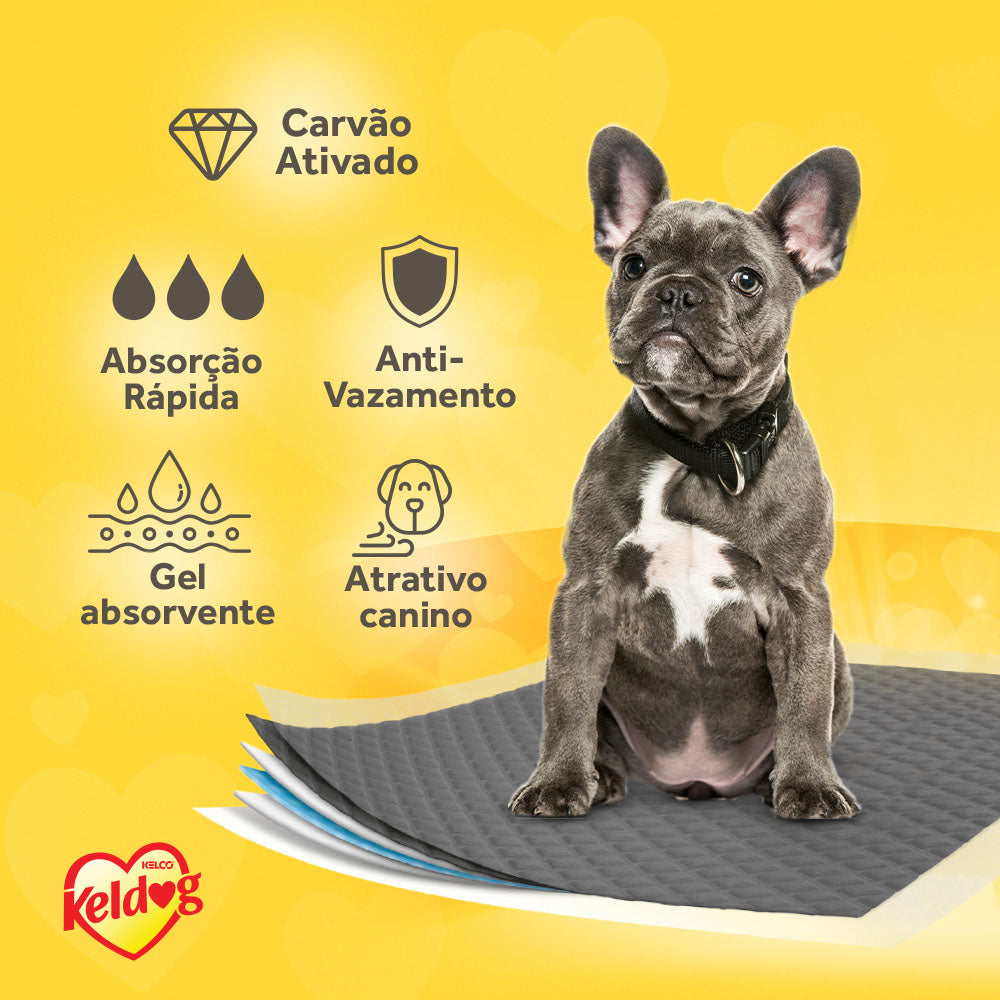 Tapete Higiênico Keldog Slim Carvão Ativado Cães 30 Unidades