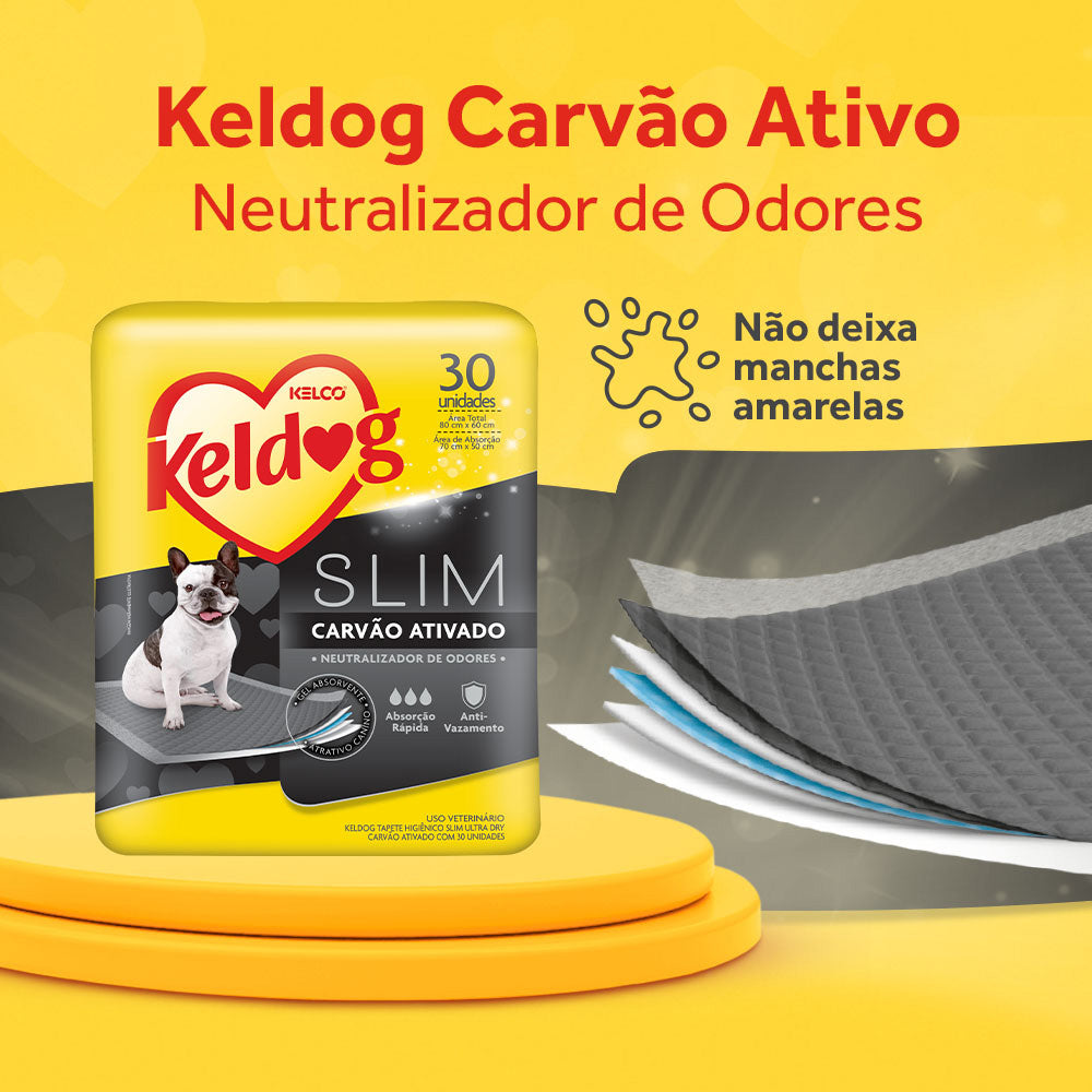 Tapete Higiênico Keldog Slim Carvão Ativado Cães 30 Unidades