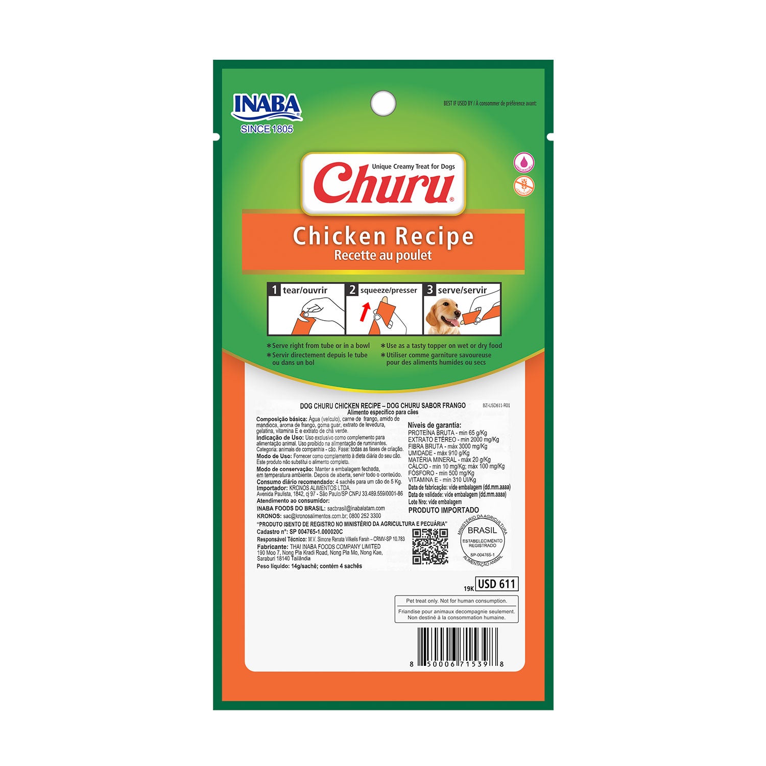 Petisco Cremoso Inaba Churu Frango para Cachorros 56g
