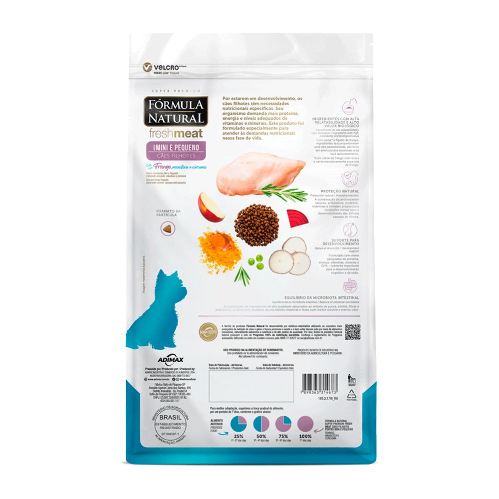 Ração Fórmula Natural Fresh Meat Cães Filhotes Raças Pequenas e Mini 1kg