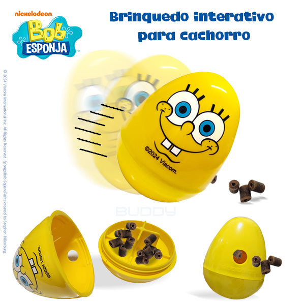 Brinquedo Interativo para Cachorro Bob Esponja Dispenser de Ração e Petiscos Buddy Toys