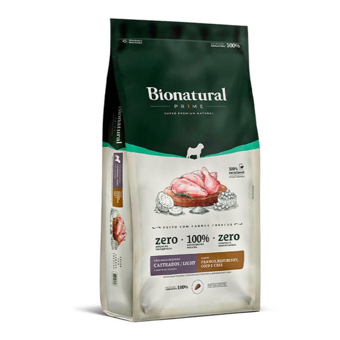 Ração Bionatural Prime Light Cães Adultos Castrados Raças Pequenas Frango 10,1kg