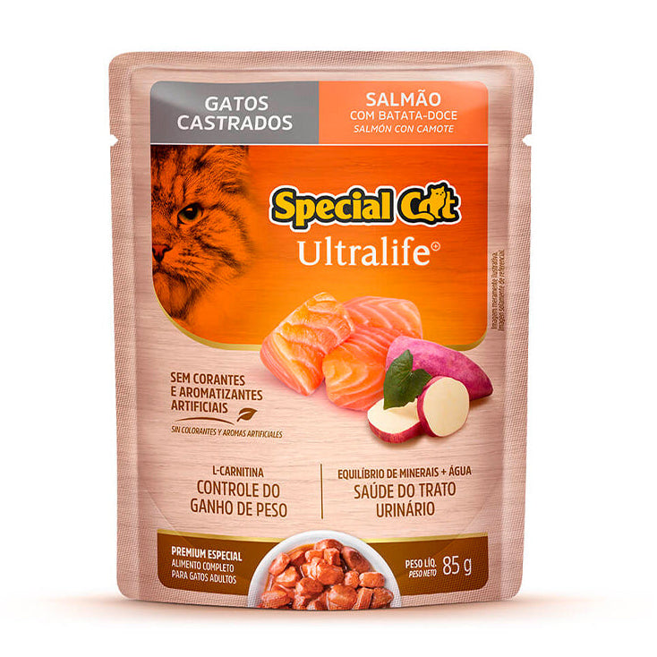 Alimento Úmido Special Cat Ultralife Gatos Castrados Salmão 85g