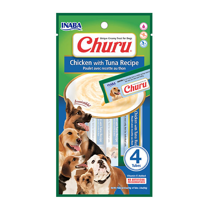 Petisco Cremoso Inaba Churu Frango e Atum para Cachorros 56g