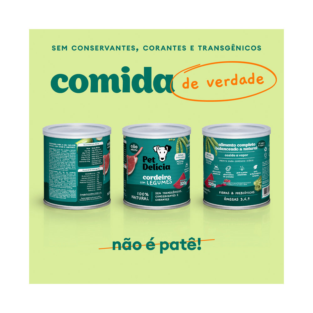 Alimento Natural Pet Delícia Cães Cordeiro com Legumes 320g