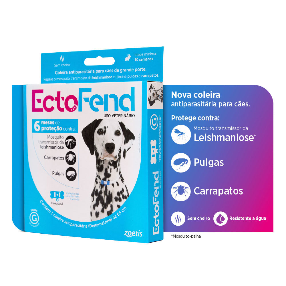 Coleira Antiparasitária EctoFend Azul para Cães G 65cm