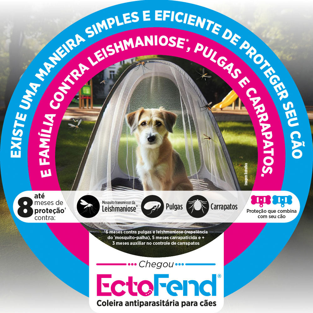 Coleira Antiparasitária EctoFend Rosa para Cães G 65cm