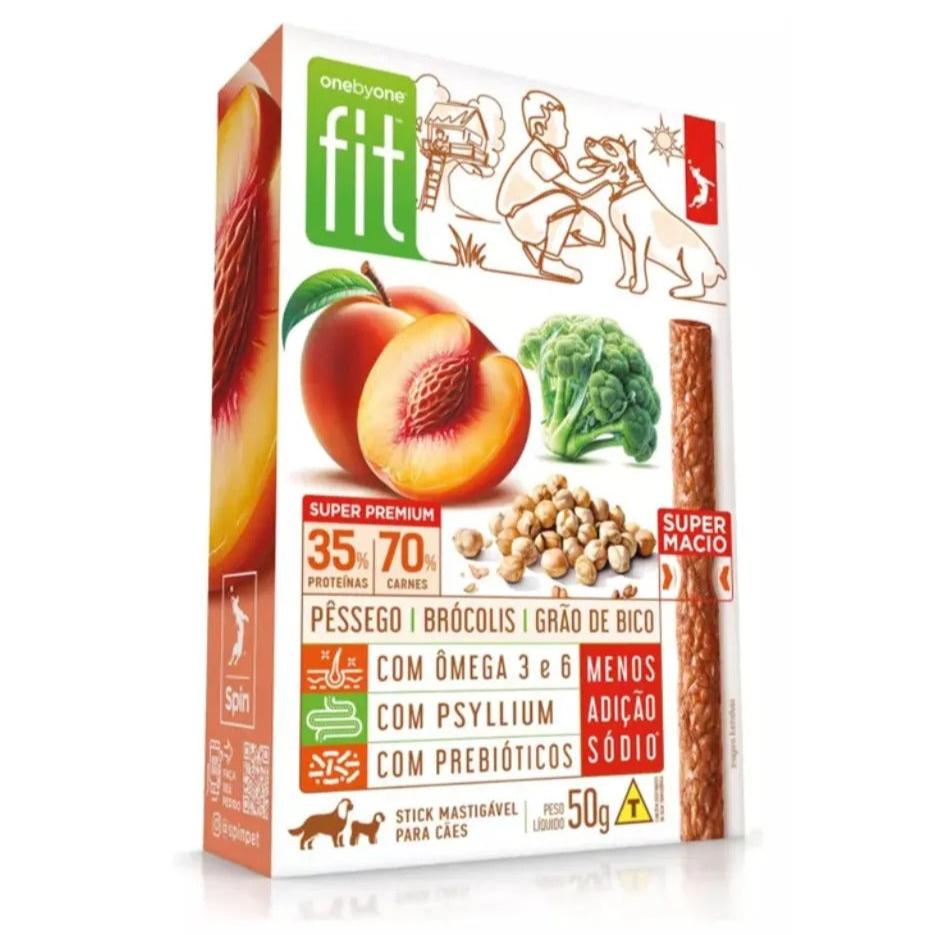 Petisco para Cães Onebyone Fit Stick Pêssego, Brócolis e Grão de Bico 50g