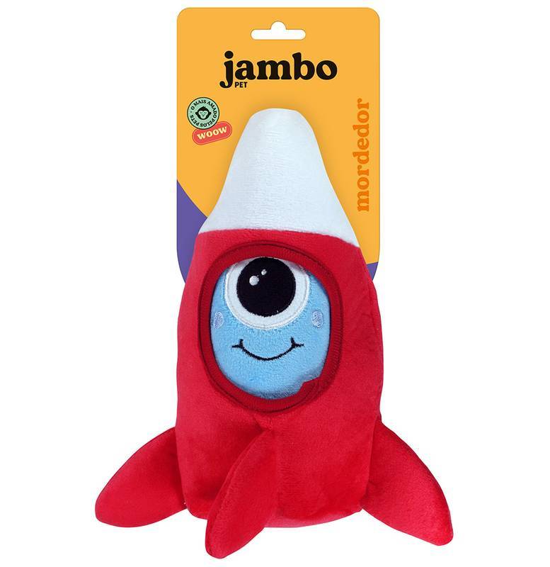 Brinquedo Jambo Mordedor Pelúcia Galáxia Foguete Vermelho