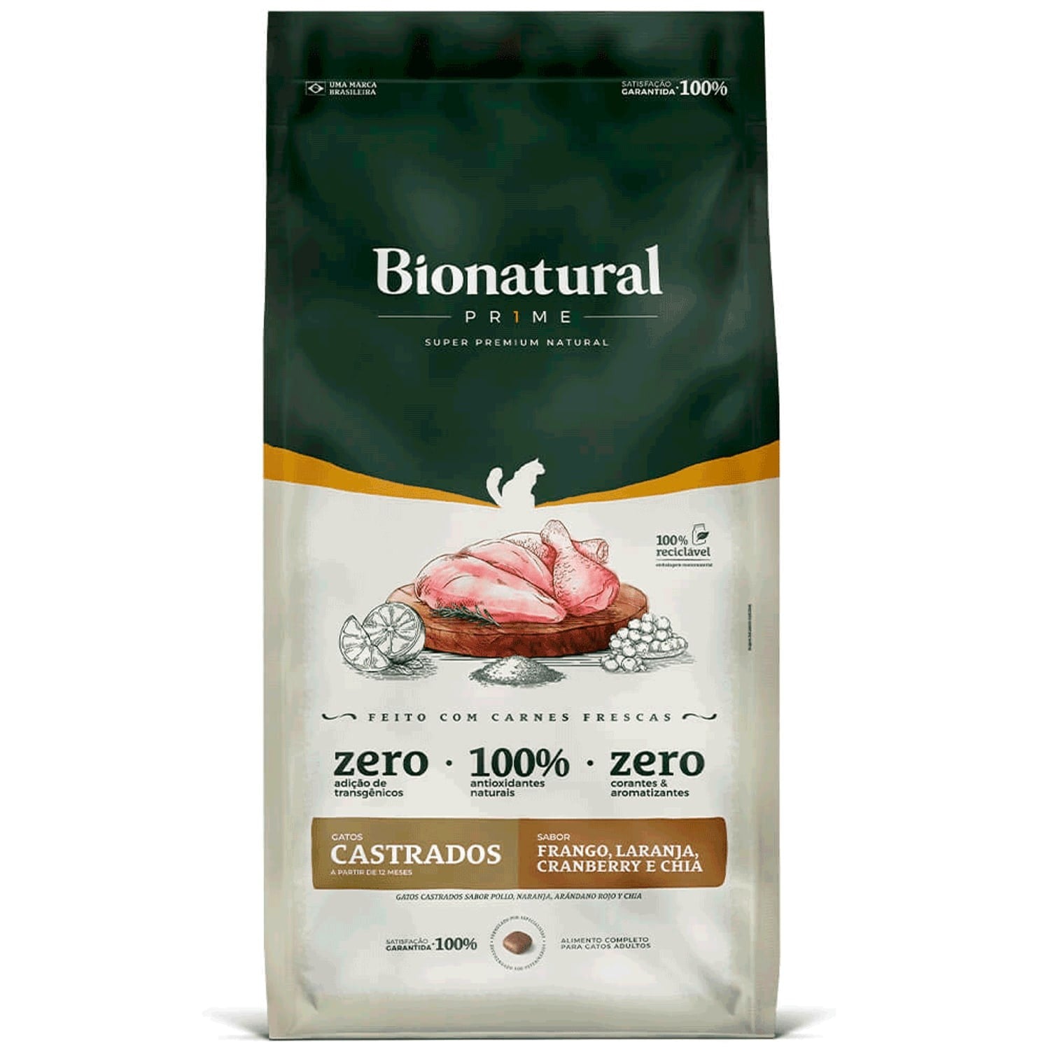 Ração Bionatural Prime Gatos Castrados Frango 20kg