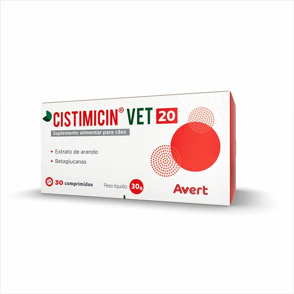 Suplemento Alimentar para Cães e Gatos Cistimicin Vet 20 30 comprimidos