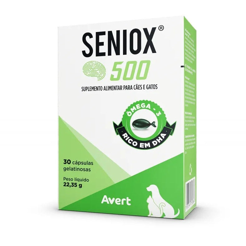 Suplemento Seniox 500 para Cachorros e Gatos 30 Cápsulas