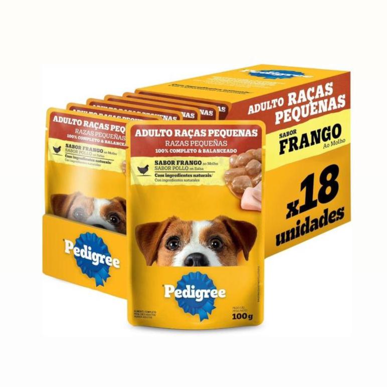 Alimento Úmido Pedigree Sachê Cães Adultos Raças Pequenas Frango Pague 15 Leve 18 100g