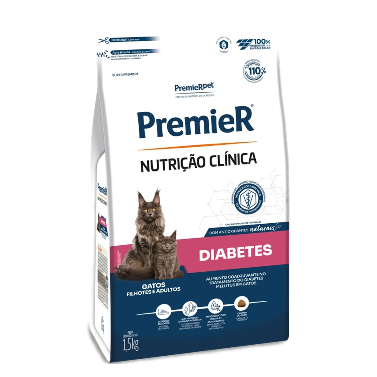 Ração Premier Nutrição Clinica Gatos Diabetes 1,5kg