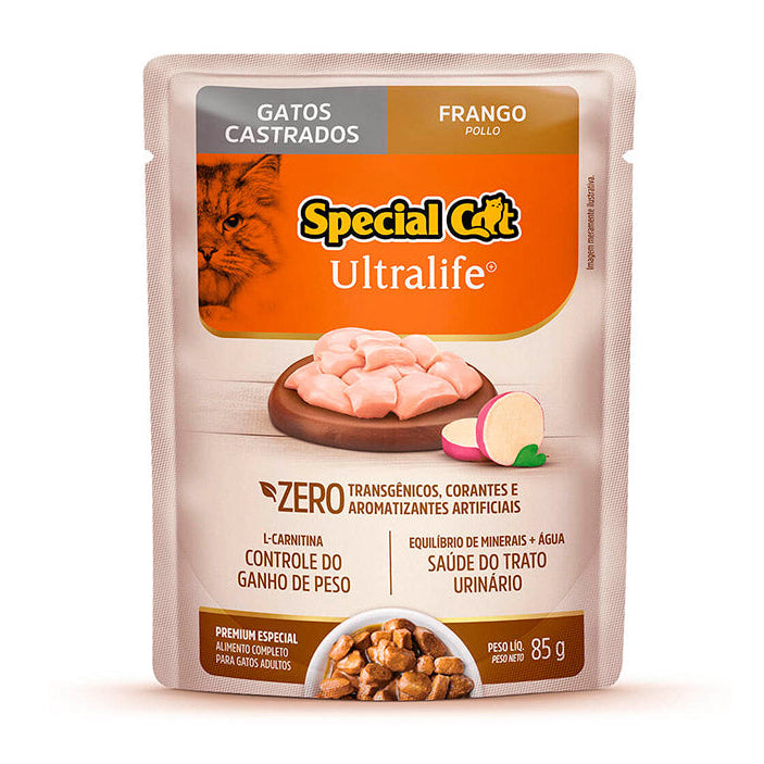 Alimento Úmido Special Cat Ultralife Gatos Castrados Frango 85g