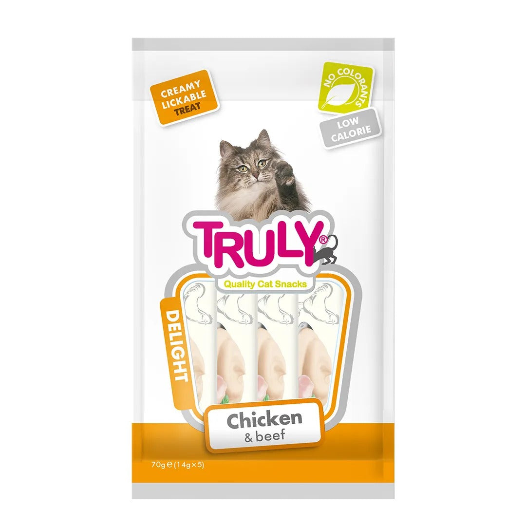 Petisco para gato Truly creamy Frango E Bife 70g