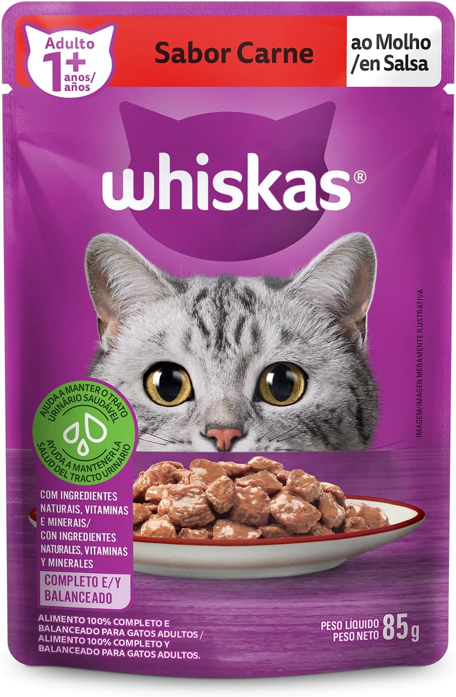 Alimento Úmido Whiskas Sachê Gato Adulto Carne Pague 16 Leve 20 85g