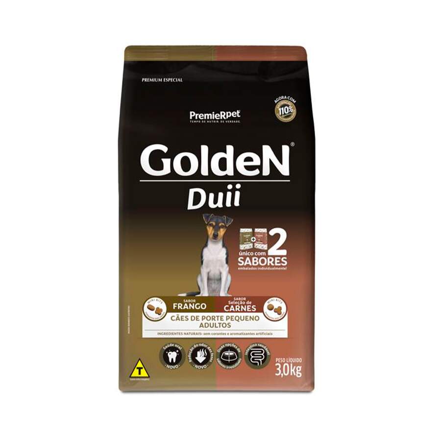 Ração Golden Duii Cães Adultos Pequeno Porte Frango e Carne 3kg