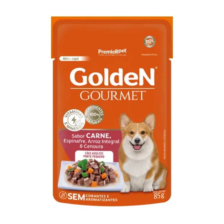 Alimento Úmido para Cachorro Golden Gourmet Adultos de Porte Pequeno Carne 85g