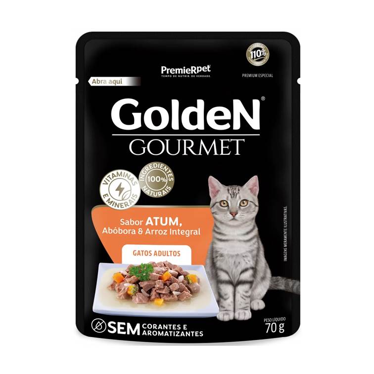 Alimento Úmido Golden Gourmet Gatos Adultos Atum 70g