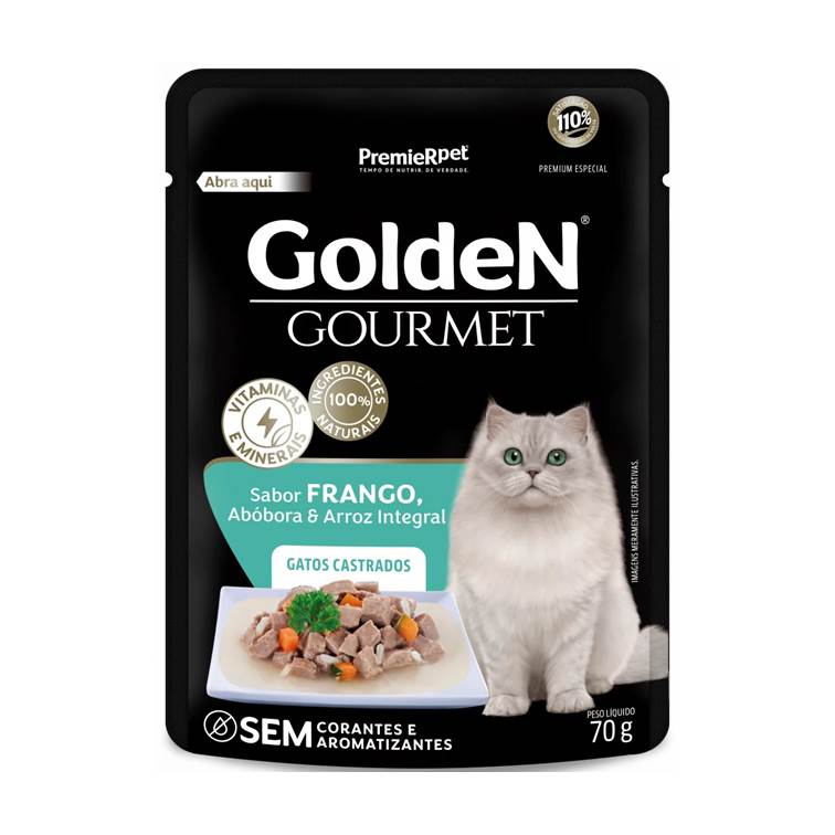 Alimento Úmido Golden Gourmet Gatos Castrados Frango 70g