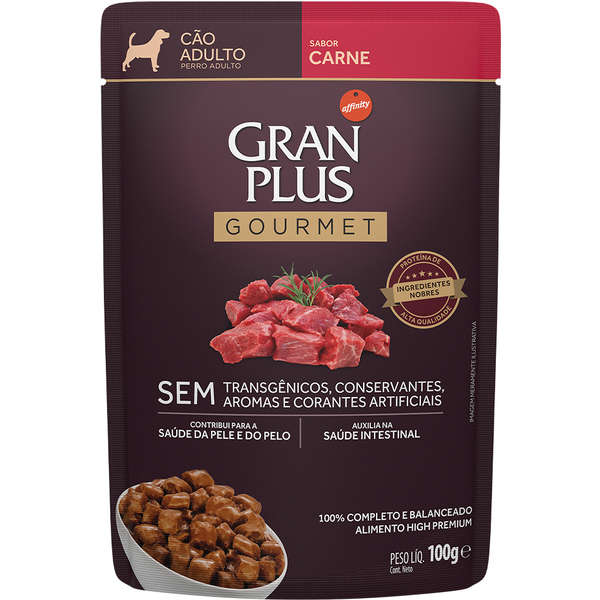 Alimento Úmido GranPlus Sachê Gourmet Cachorros Adultos Carne 100g