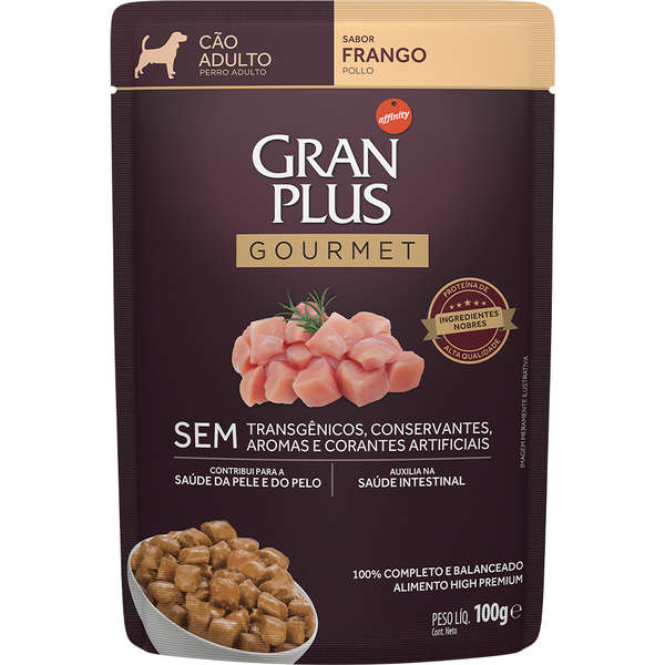 Alimento Úmido GranPlus Sachê Gourmet Cachorros Adultos Frango 100g