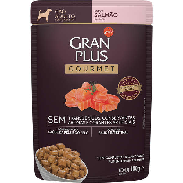 Alimento Úmido GranPlus Sachê Gourmet Cachorros Adultos Salmão 100g