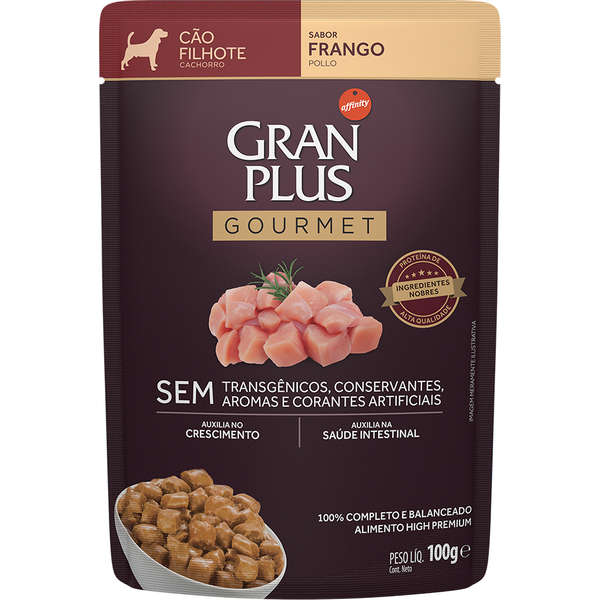 Alimento Úmido GranPlus Sachê Gourmet Cachorros Filhotes Frango 100g